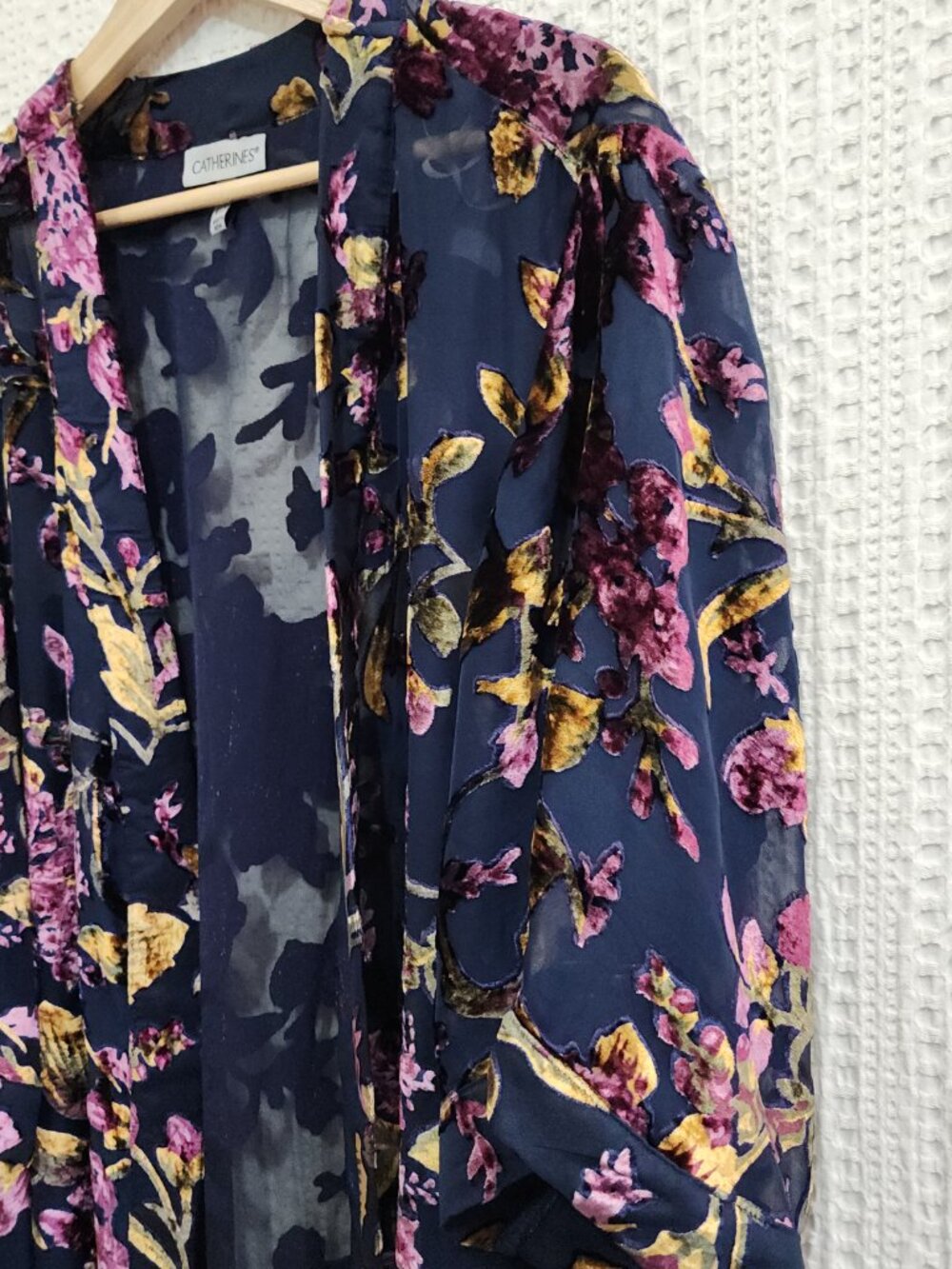 Catherines Velvet Burnout Floral Sheer Kimono Festival Whimsigoth Boho 4X/5X - Picture 9 of 13